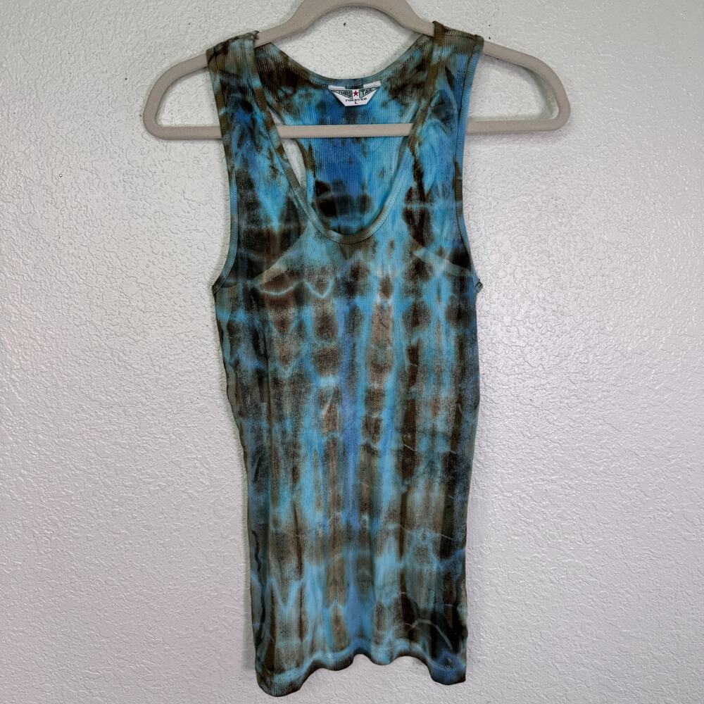 Hard Tail Forever Y2K Tank Top Womens Large Tie Dye Ribbed Cotton USA Vintage